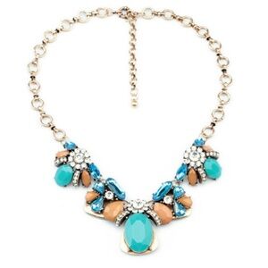Orange Teal Statement Bib Necklace